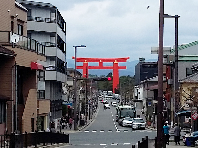 Huge Torii Gate Heian Jingu Shrine in Kyoto