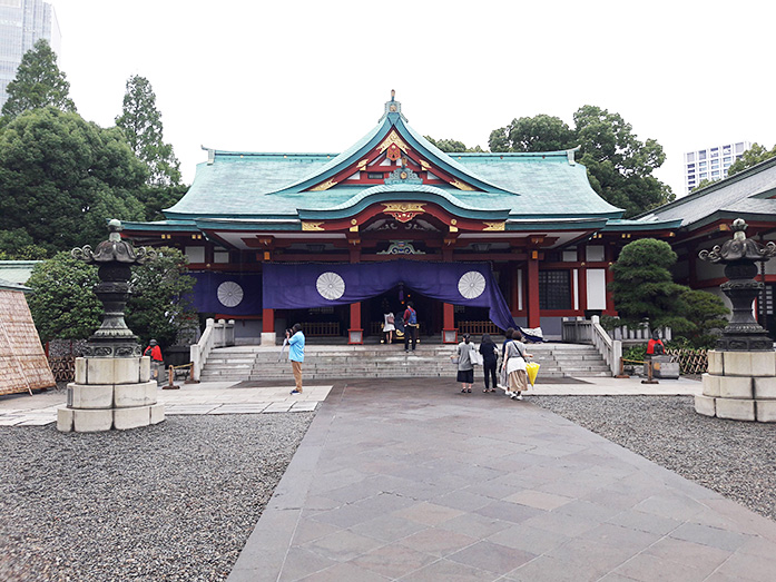 Haiden Hall of Worship at Akasaka Hie Shrine in Tokyo