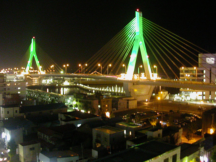 Downtown Aomori Bay Bridge At Night