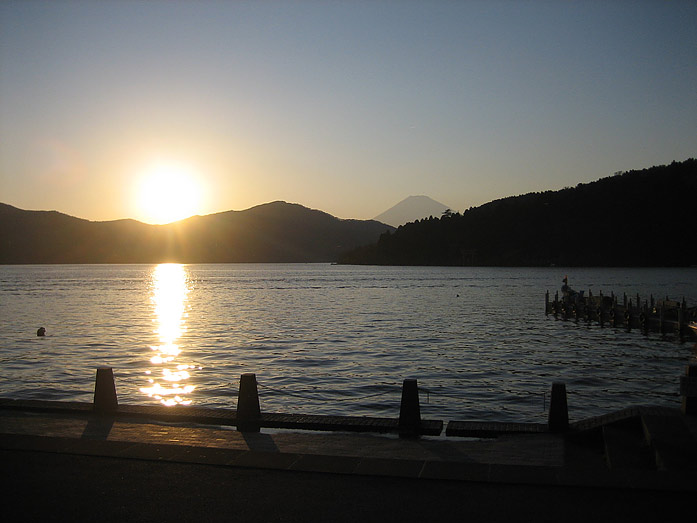 Sunset at Lake Ashi with Mt. Fuji in Hakone