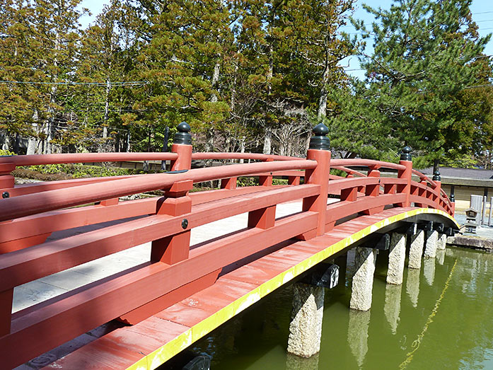 Red Bridge Hasu-ike Pond of Mount Koya