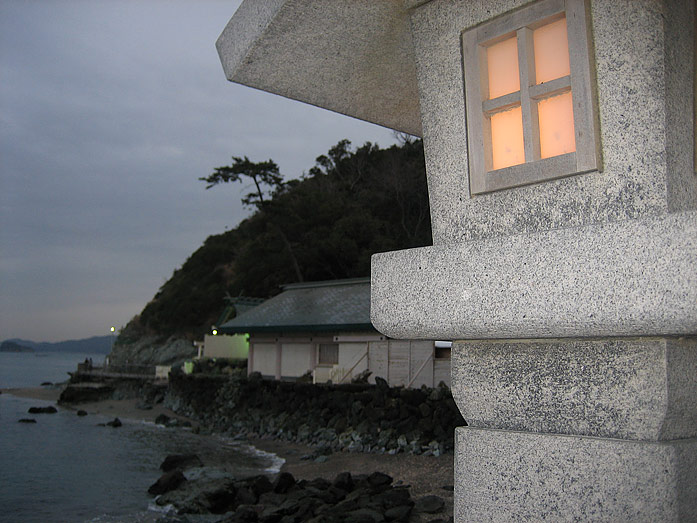 Stone Latern Close To Meoto Iwa The Wedded Rocks