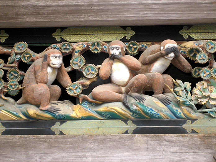Three Monkeys Carving at Toshogu Shrine in Nikko