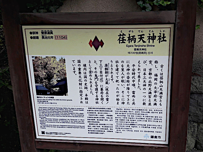 Display of Egara Tenjinsha Shrine in Kamakura