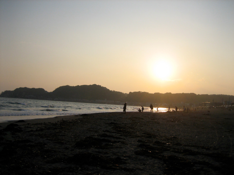 Yuigahama Beach at night in Kamakura