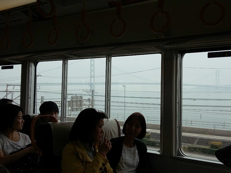 Akashi Kaikyo Bridge view from the Train