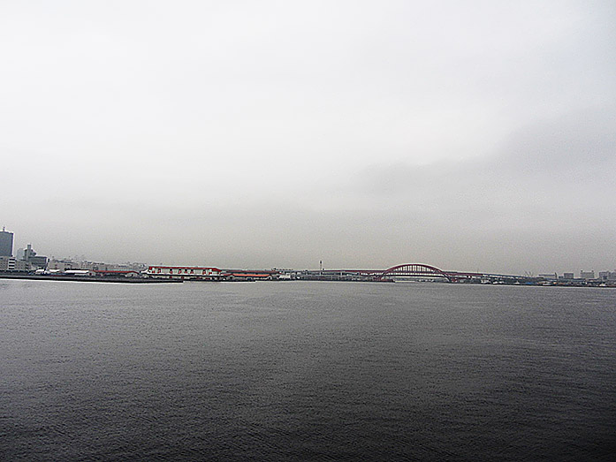 Harbour Cruise with the Kobe Ohashi Red Arch Bridge in the Background