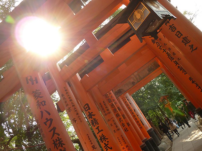 Sunshine at Fushimi Inari-Taisha Shrine in Kyoto