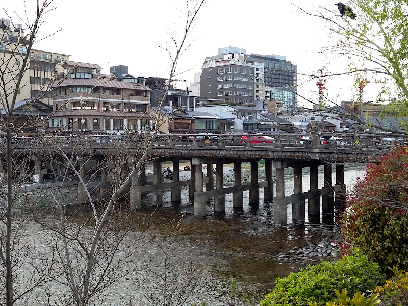 Kamogawa River with Sanjo Bridge in Kyoto