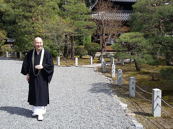 Monk at Myoho-in Temple in Kyoto
