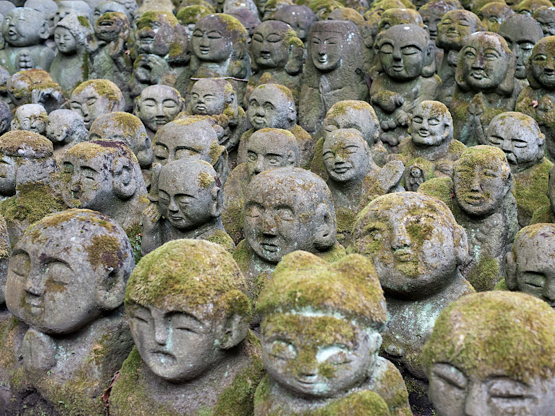 Otagi Nenbutsuji Temple Rakan Statues in Arashiyama Kyoto