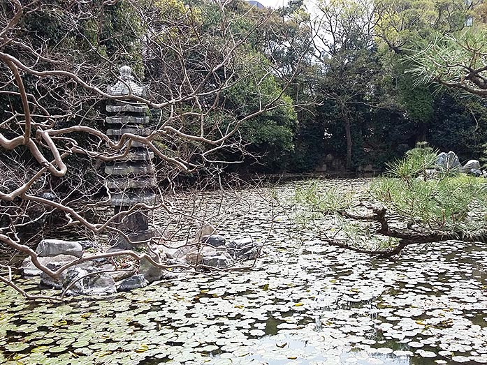 Nine-story Stone Pagoda Shosei-en Garden in Kyoto
