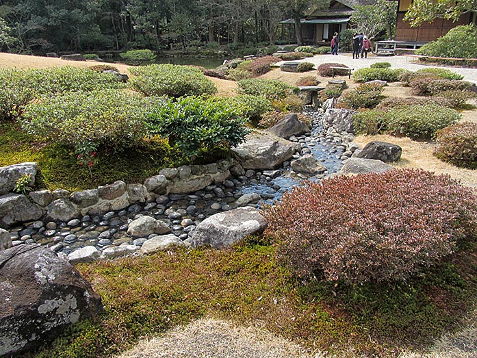 Stream in Isuien Garden in Nara