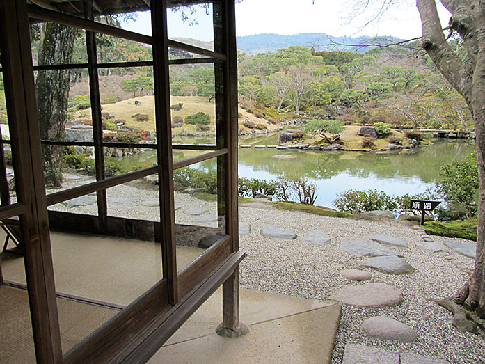 View from Hiyoshintei Tea House over Isuien Garden in Nara
