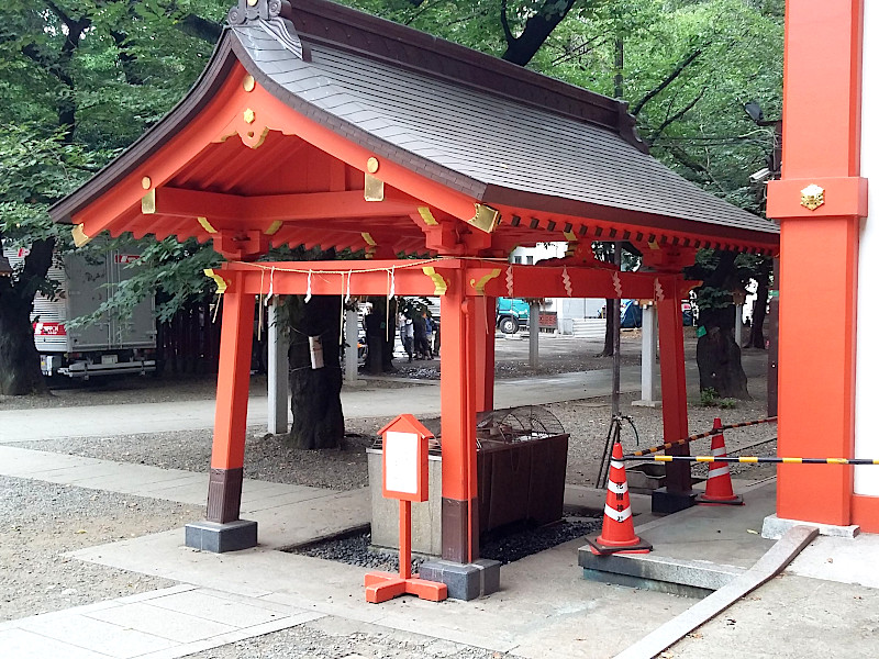 Purification Basin (Chozuya) Hanazono Shrine in Shinjuku Tokyo