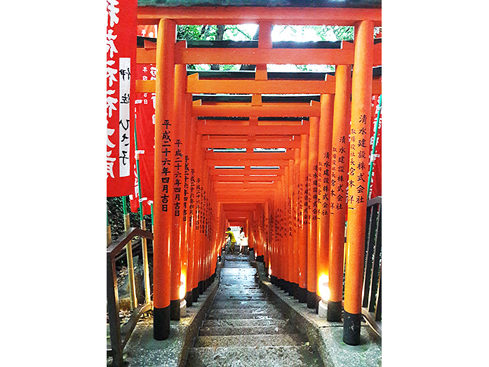 Red Torii Gates (Inari Sando) at Akasaka Hie Shrine in Tokyo