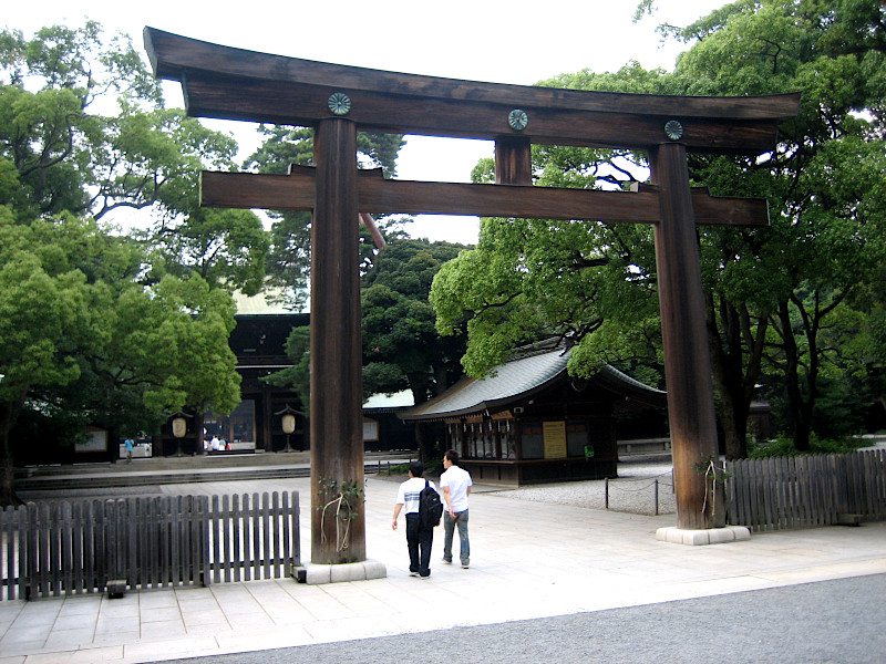 Torii at the Entrance to Meiji Shrine (Meiji-jingu) in Tokyo