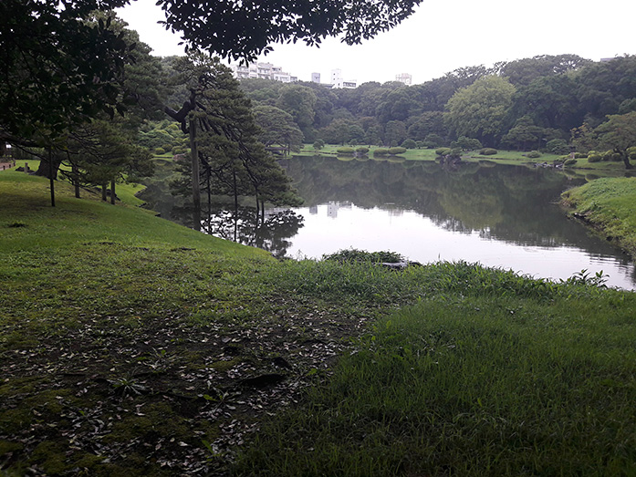 Pond Rikugien Garden in Tokyo