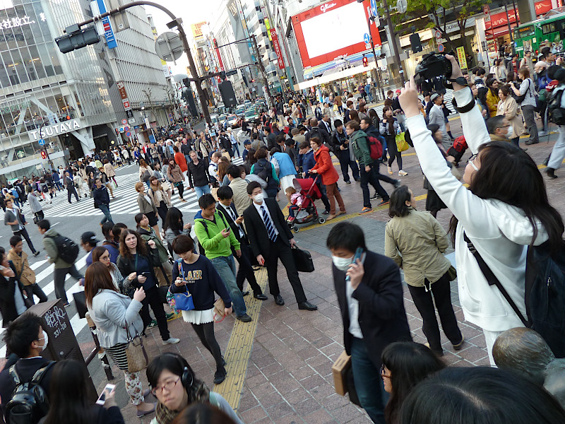 Shibuya Crossing People Taking Pictures in Tokyo