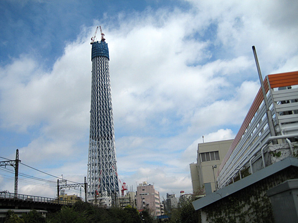 TOKYO SKYTREE Construction Phase In Asakusa