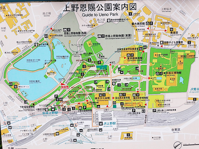 Map of Ueno Park in Toyko
