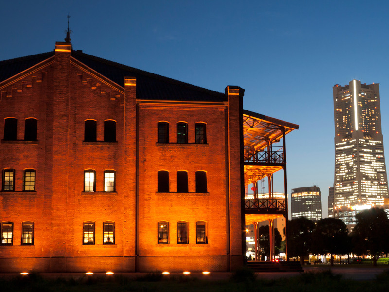 Yokohama Red Brick Warehouse with Landmark Tower